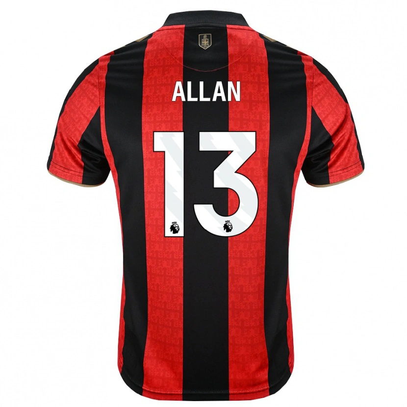 DanxenメンズMack Allan#13ゴールデンロッド レッド ブラックホームシャツ2026/27ジャージーユニフォーム