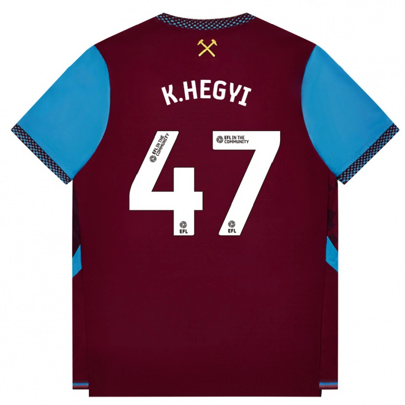 DanxenメンズKrisztian Hegyi#47バーガンディ コーンフラワーブルーホームシャツ2026/27ジャージーユニフォーム