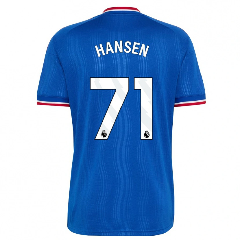 Danxenメンズイサク・ハンセン・アーロエン#71ブルー ホワイトレッドアウェイシャツ2026/27ジャージーユニフォーム