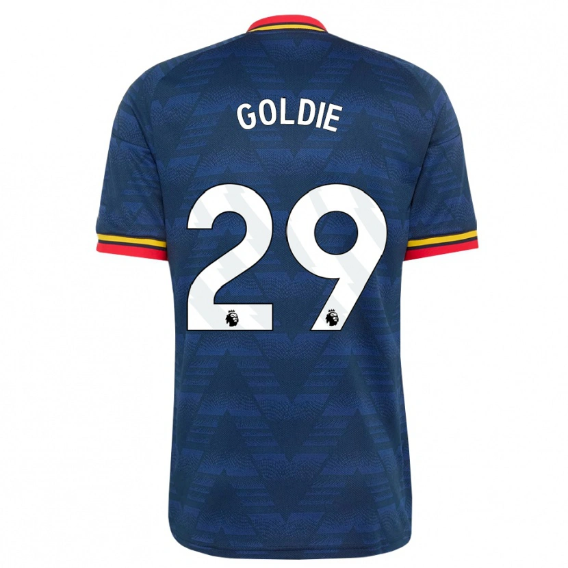 Danxenメンズテヤ・ゴールディ#29ミッドナイトブルー イエロー レッドアウェイシャツ2026/27ジャージーユニフォーム