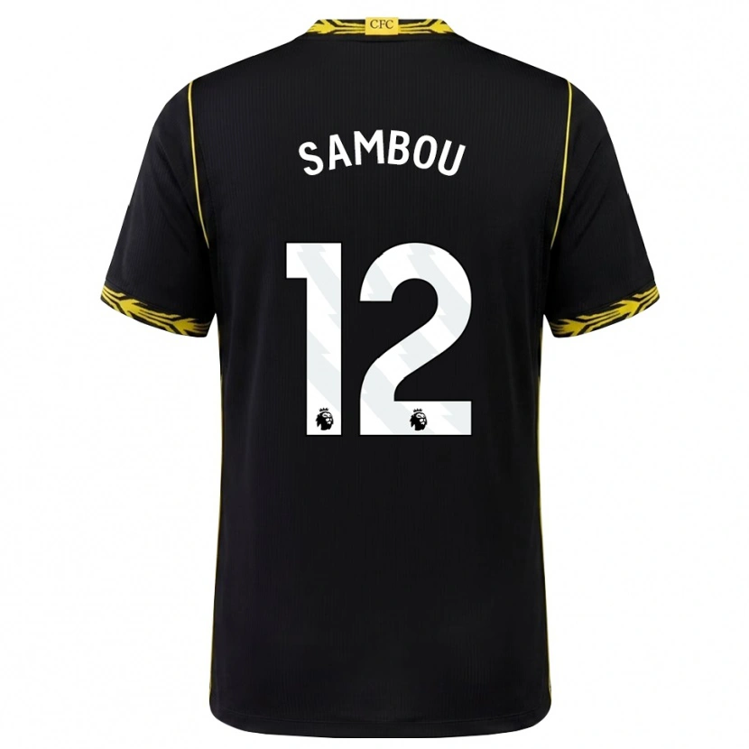 DanxenメンズGabriel Sambou#12ブラック イエローアウェイシャツ2026/27ジャージーユニフォーム