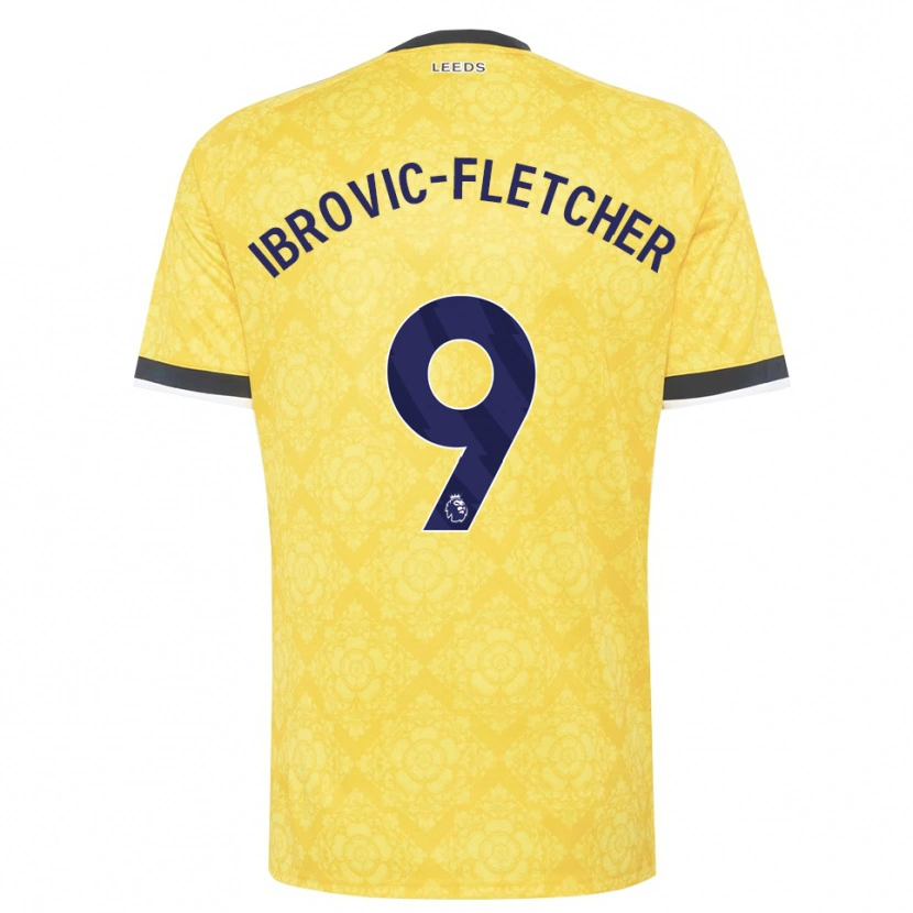 DanxenメンズEdward Ibrovic-Fletcher#9イエロー ホワイト ブラックアウェイシャツ2026/27ジャージーユニフォーム