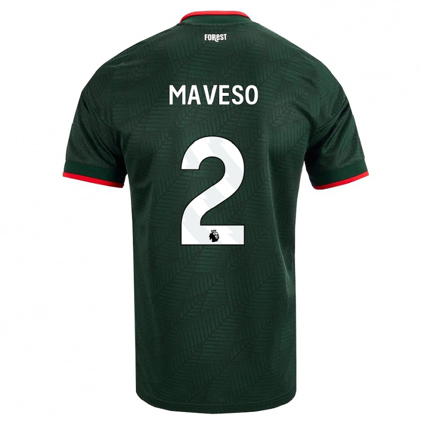 DanxenメンズJaydon Maveso#2ダークグリーン レッドアウェイシャツ2026/27ジャージーユニフォーム