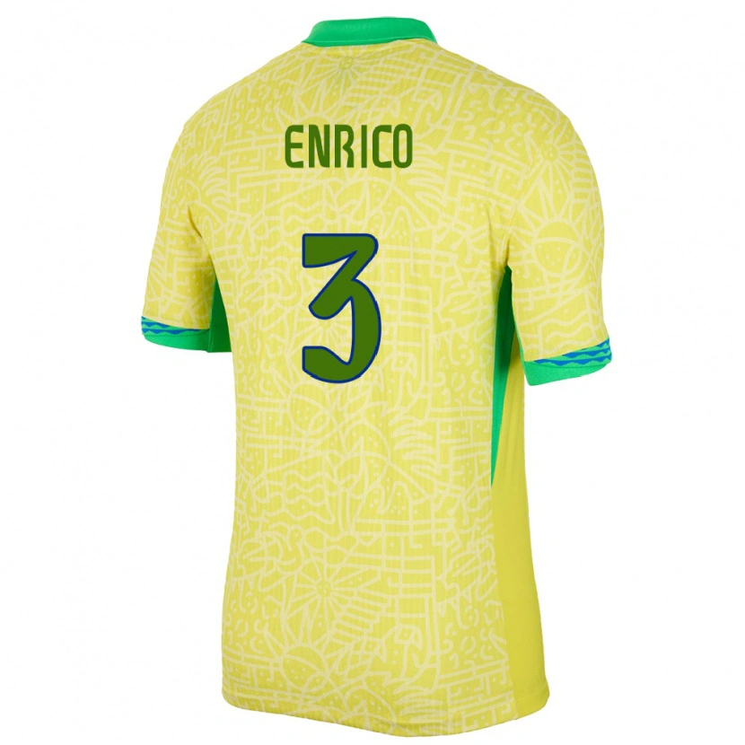 DanxenキッズブラジルEnrico#3黄ホームシャツ24-26ジャージーユニフォーム