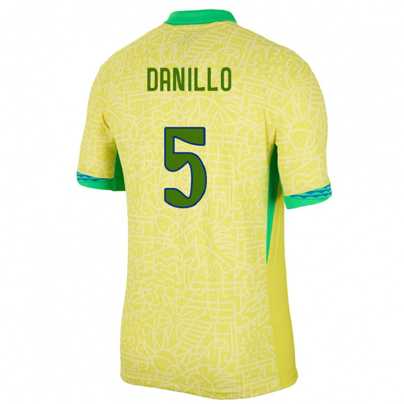 Danxenキッズブラジルダニーロ・ルイス・ダ・シウバ#5黄ホームシャツ24-26ジャージーユニフォーム