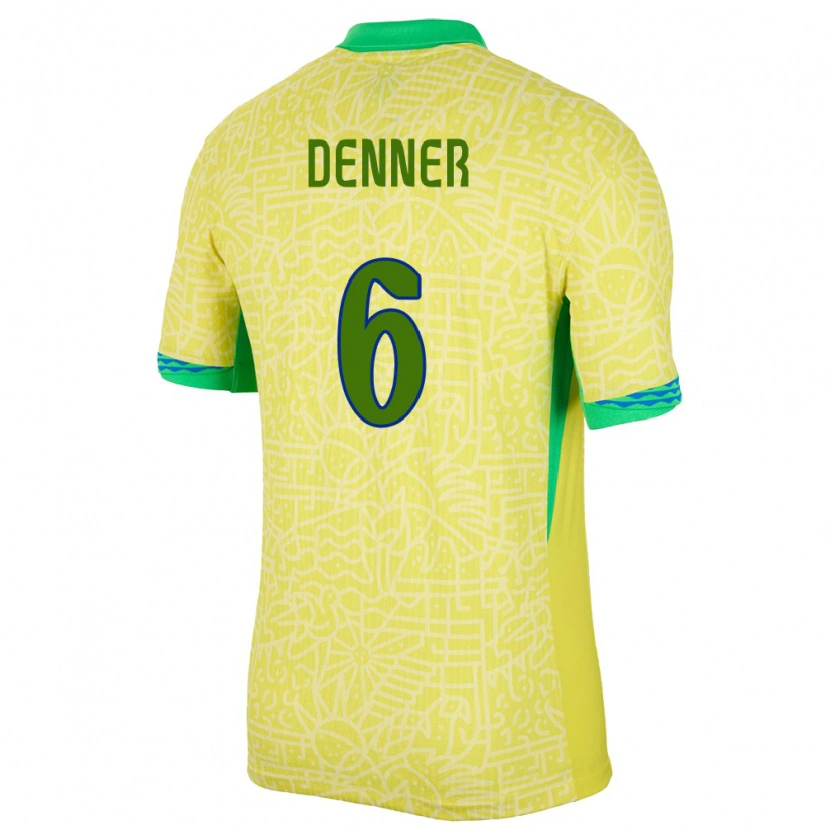 Danxenキッズブラジルデンナー・エヴァンジェリス#6黄ホームシャツ24-26ジャージーユニフォーム