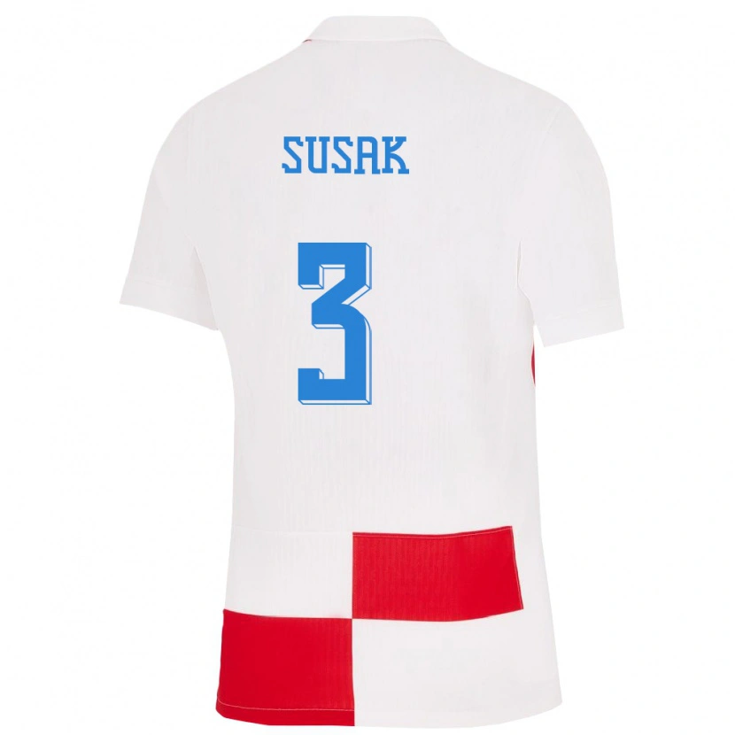 DanxenキッズクロアチアAnte Susak#3赤白ホームシャツ24-26ジャージーユニフォーム