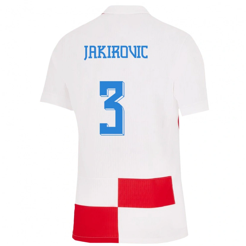 DanxenキッズクロアチアLeon Jakirovic#3赤白ホームシャツ24-26ジャージーユニフォーム