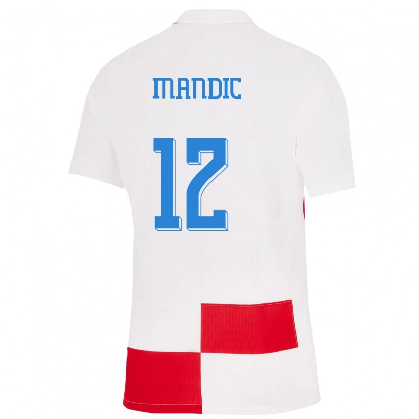 DanxenキッズクロアチアIvan Mandic#12赤白ホームシャツ24-26ジャージーユニフォーム