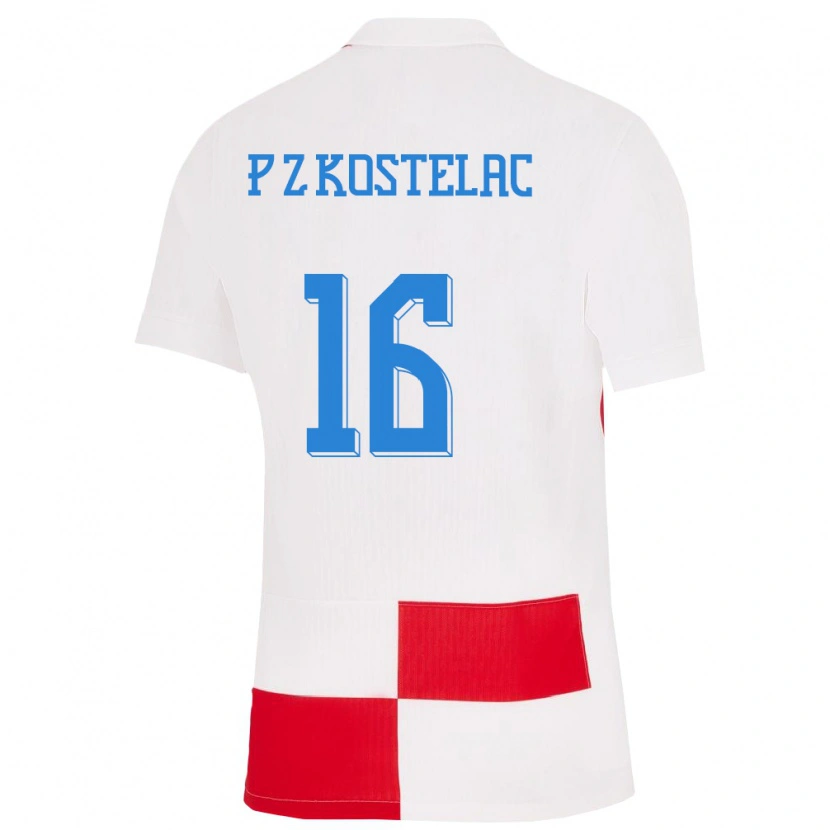 DanxenキッズクロアチアPetar Zvonimir Kostelac#16赤白ホームシャツ24-26ジャージーユニフォーム