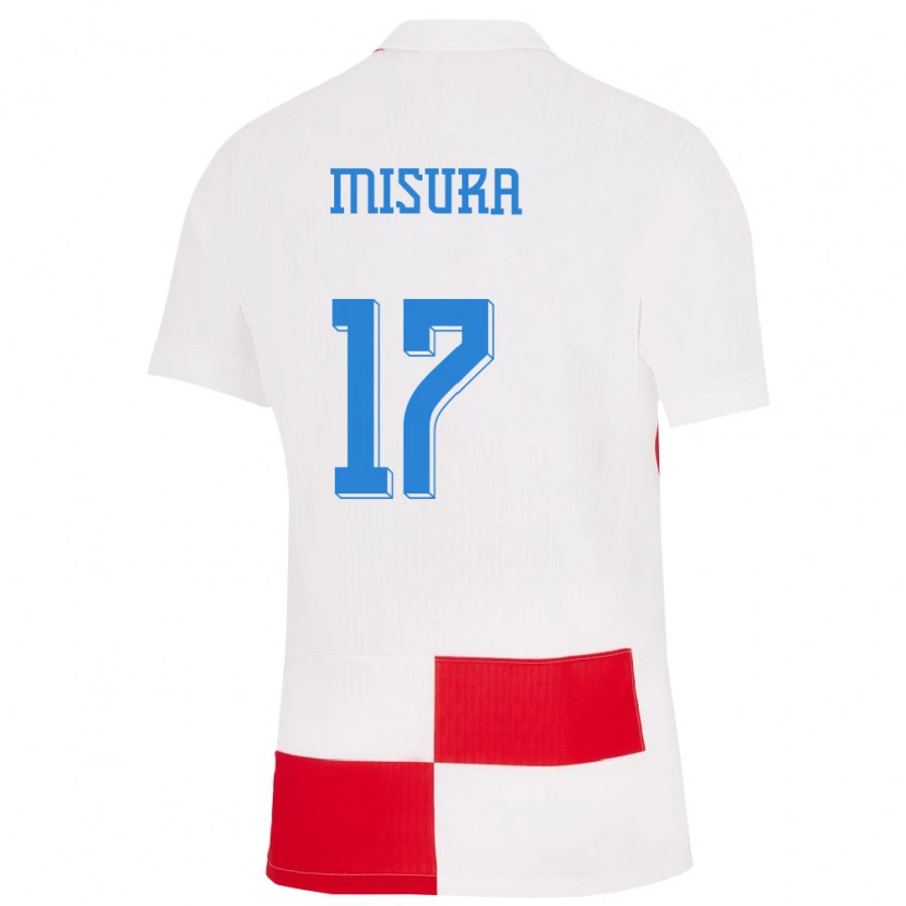 DanxenキッズクロアチアBruno Misura#17赤白ホームシャツ24-26ジャージーユニフォーム
