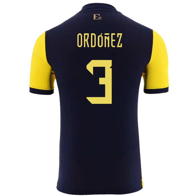 DanxenキッズエクアドルDeinner Ordóñez#3黄ホームシャツ24-26ジャージーユニフォーム