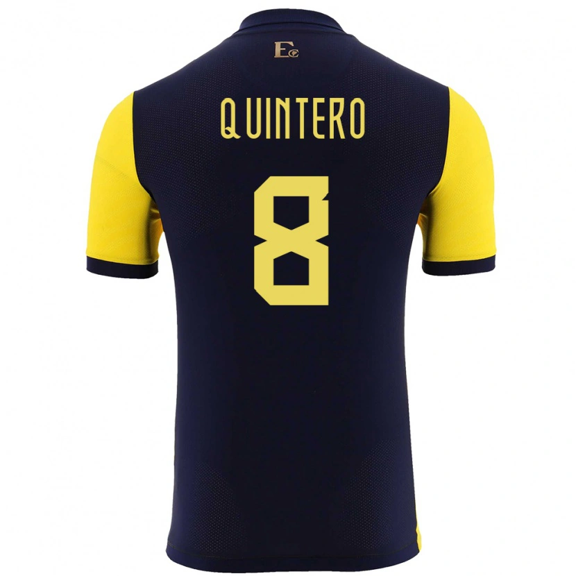 DanxenキッズエクアドルHólger Quintero#8黄ホームシャツ24-26ジャージーユニフォーム