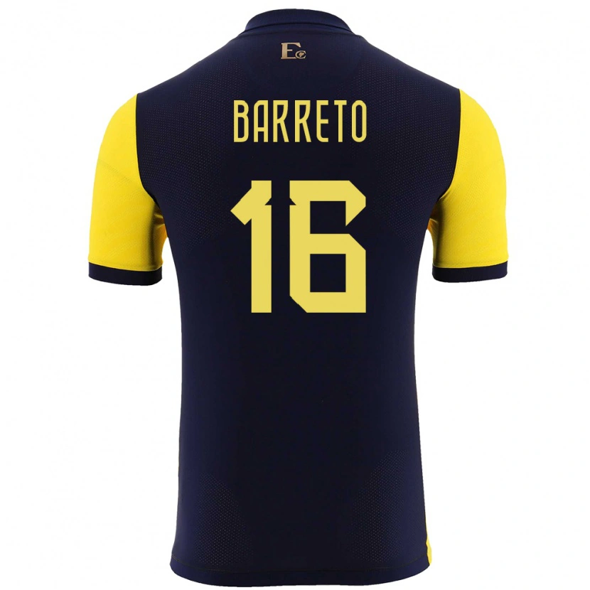 DanxenキッズエクアドルAndry Barreto#16黄ホームシャツ24-26ジャージーユニフォーム