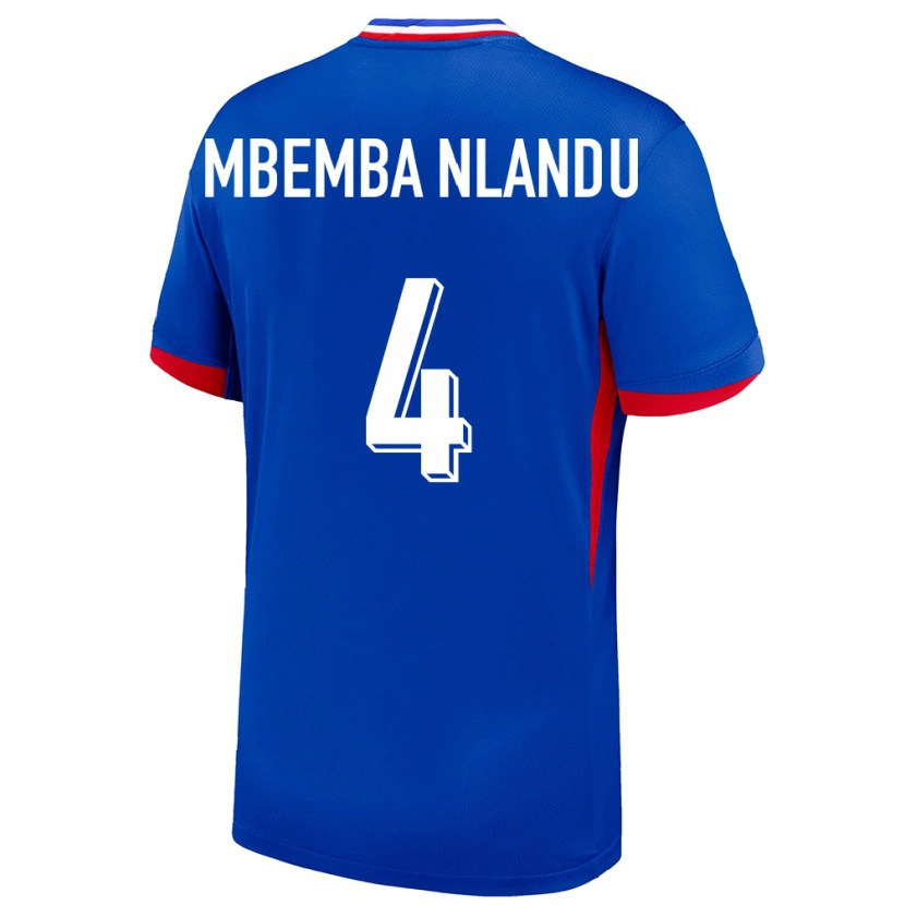 DanxenキッズフランスEmmanuel Mbemba Nlandu#4青ホームシャツ24-26ジャージーユニフォーム