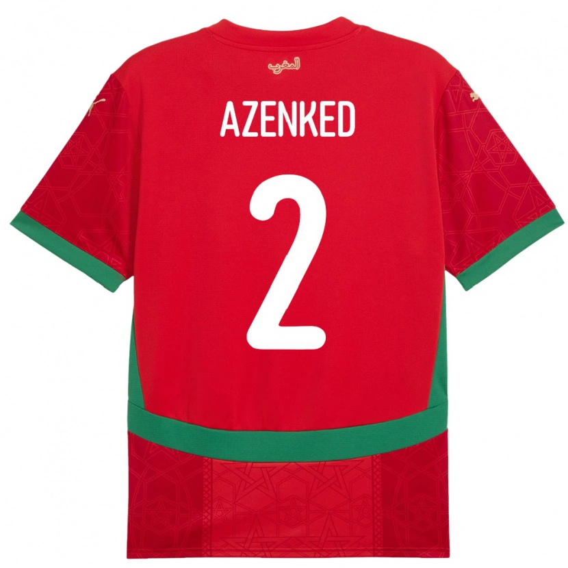 DanxenキッズモロッコMustapha Azenked#2赤ホームシャツ24-26ジャージーユニフォーム