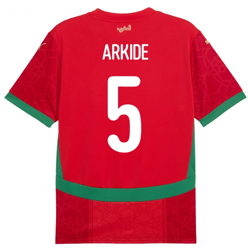 DanxenキッズモロッコAbderahmane Arkide#5赤ホームシャツ24-26ジャージーユニフォーム