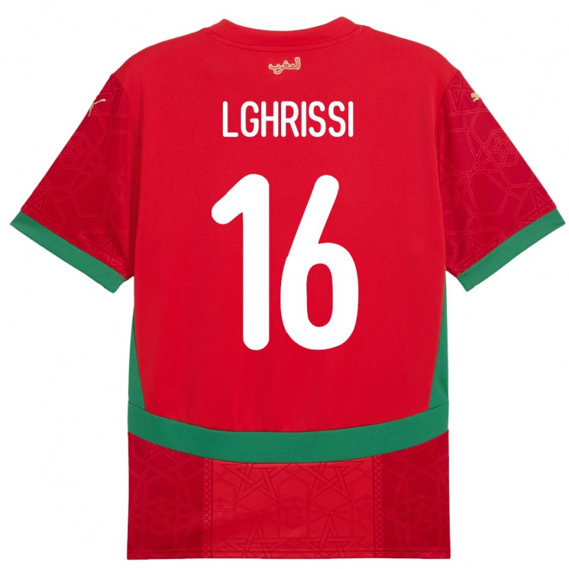 DanxenキッズモロッコWalid Lghrissi#16赤ホームシャツ24-26ジャージーユニフォーム