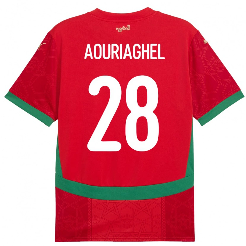 DanxenキッズモロッコYassin Aouriaghel#28赤ホームシャツ24-26ジャージーユニフォーム