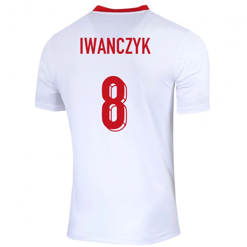 DanxenキッズポーランドAleksander Iwanczyk#8白ホームシャツ24-26ジャージーユニフォーム