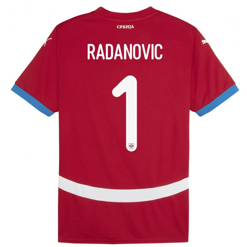DanxenキッズセルビアSavo Radanovic#1赤ホームシャツ24-26ジャージーユニフォーム
