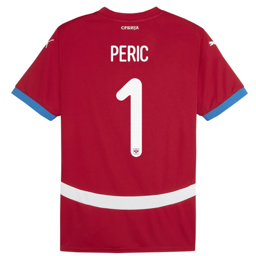 DanxenキッズセルビアStrahinja Peric#1赤ホームシャツ24-26ジャージーユニフォーム