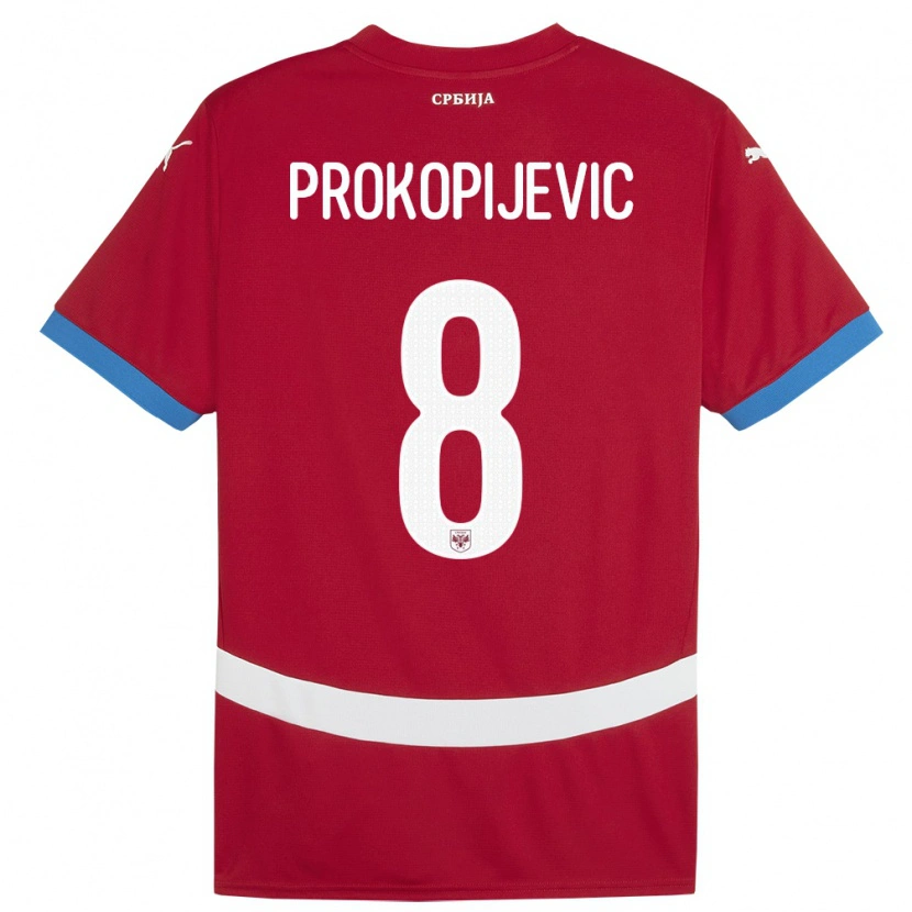 DanxenキッズセルビアMateja Prokopijevic#8赤ホームシャツ24-26ジャージーユニフォーム