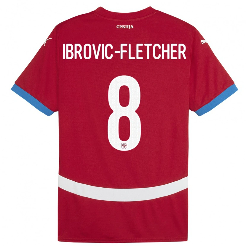 DanxenキッズセルビアEdward Ibrovic-Fletcher#8赤ホームシャツ24-26ジャージーユニフォーム