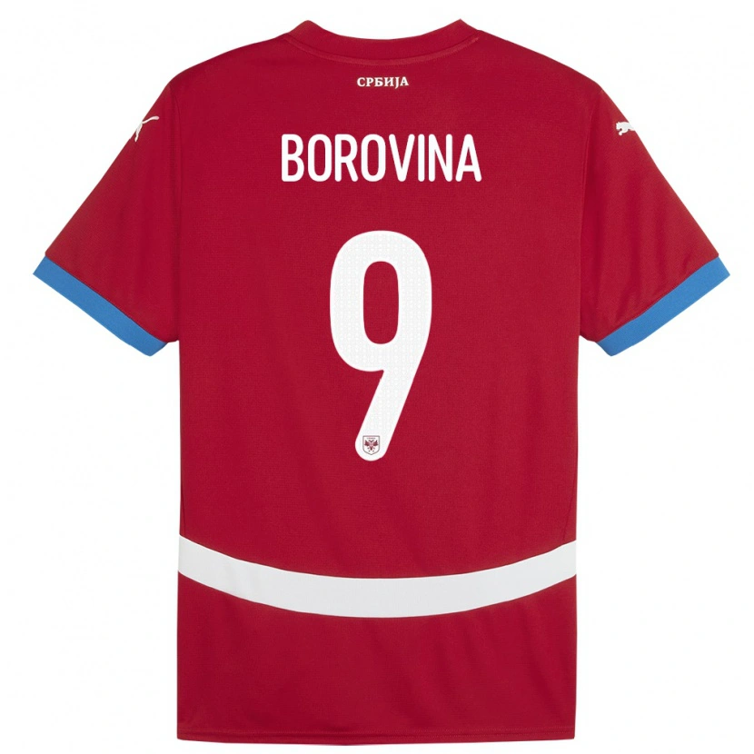 DanxenキッズセルビアSrdjan Borovina#9赤ホームシャツ24-26ジャージーユニフォーム