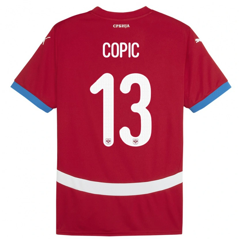 DanxenキッズセルビアMilan Copic#13赤ホームシャツ24-26ジャージーユニフォーム
