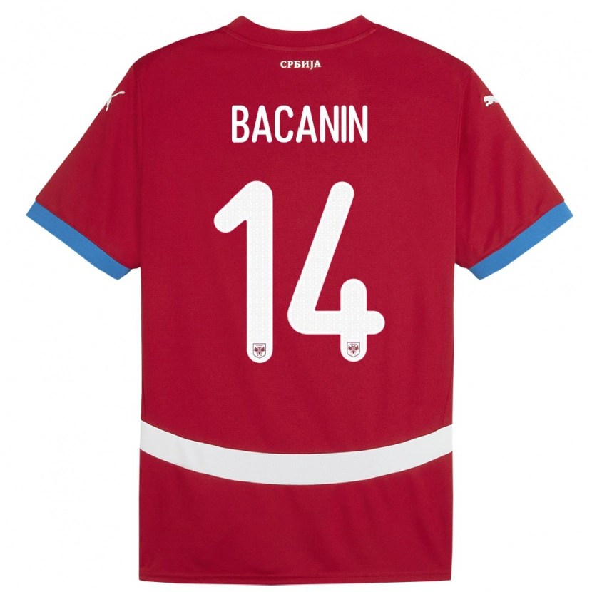 DanxenキッズセルビアAndrej Bacanin#14赤ホームシャツ24-26ジャージーユニフォーム