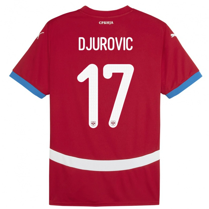 DanxenキッズセルビアStefan Djurovic#17赤ホームシャツ24-26ジャージーユニフォーム
