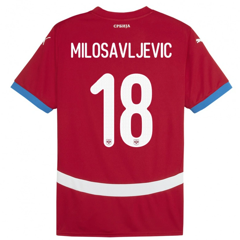 DanxenキッズセルビアJovan Milosavljevic#18赤ホームシャツ24-26ジャージーユニフォーム