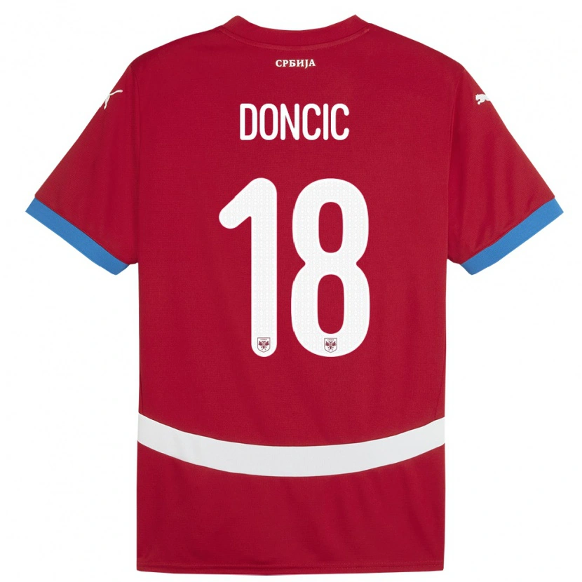 DanxenキッズセルビアFilip Doncic#18赤ホームシャツ24-26ジャージーユニフォーム