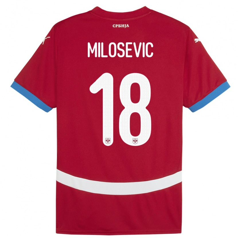 DanxenキッズセルビアMateja Milosevic#18赤ホームシャツ24-26ジャージーユニフォーム
