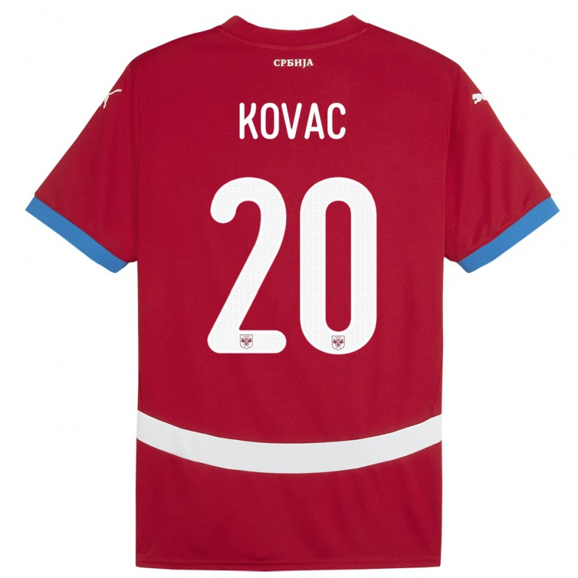 DanxenキッズセルビアDanilo Kovac#20赤ホームシャツ24-26ジャージーユニフォーム