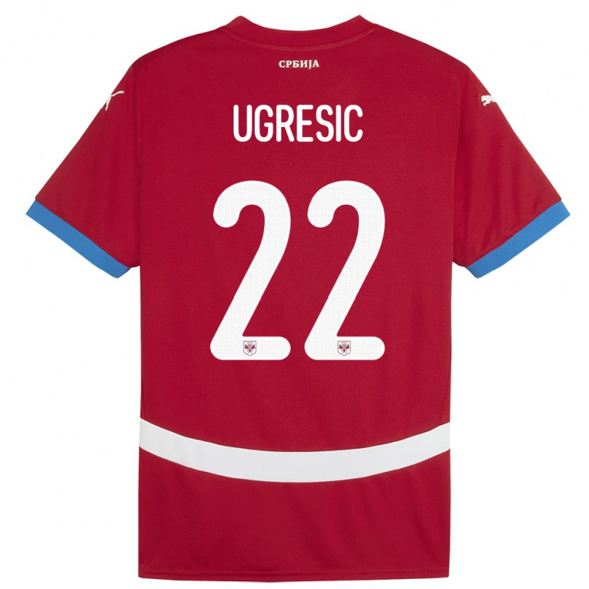 DanxenキッズセルビアOgnjen Ugresic#22赤ホームシャツ24-26ジャージーユニフォーム