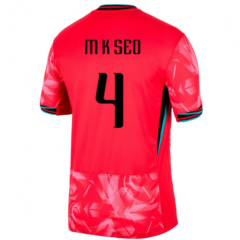 Danxenキッズ韓国Myeong-Kwan Seo#4赤ホームシャツ24-26ジャージーユニフォーム
