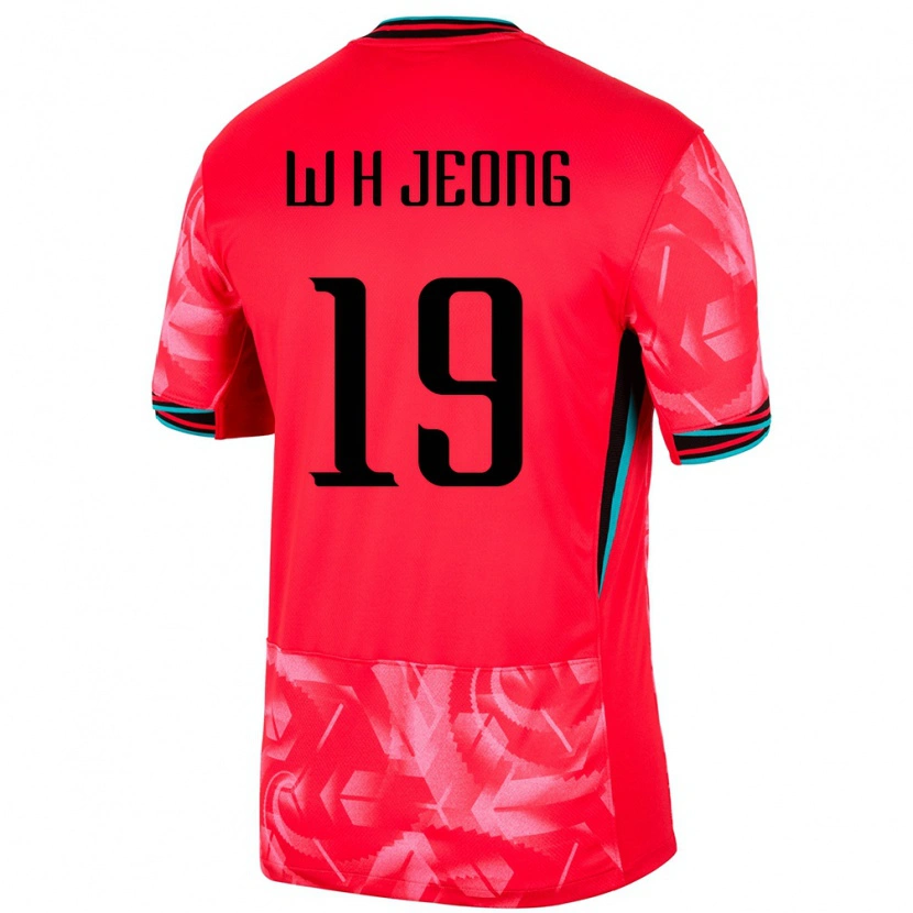 Danxenキッズ韓国Hyun-Woong Jeong#19赤ホームシャツ24-26ジャージーユニフォーム