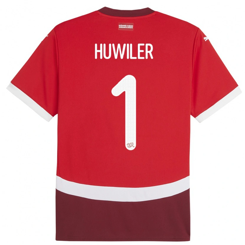 DanxenキッズスイスLionel Huwiler#1赤ホームシャツ24-26ジャージーユニフォーム