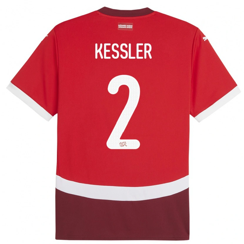 DanxenキッズスイスRyan Kessler#2赤ホームシャツ24-26ジャージーユニフォーム