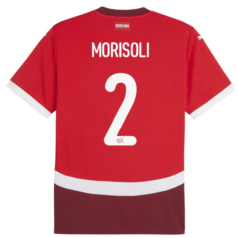 DanxenキッズスイスGabriel Morisoli#2赤ホームシャツ24-26ジャージーユニフォーム