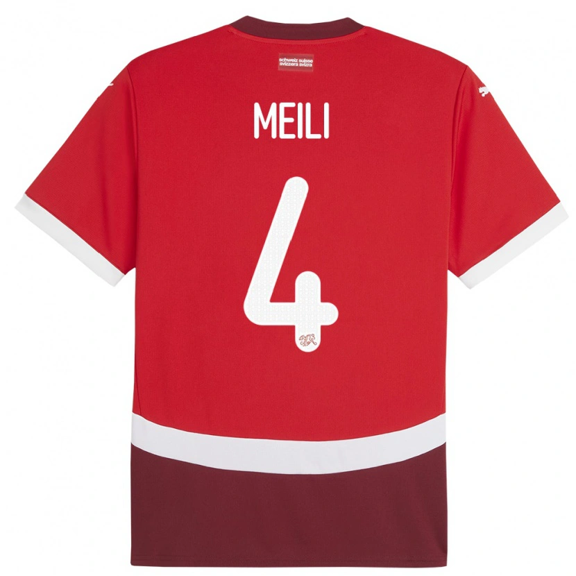 DanxenキッズスイスEzequiel Meili#4赤ホームシャツ24-26ジャージーユニフォーム