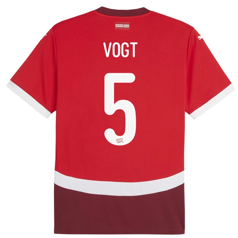 DanxenキッズスイスGian Vogt#5赤ホームシャツ24-26ジャージーユニフォーム