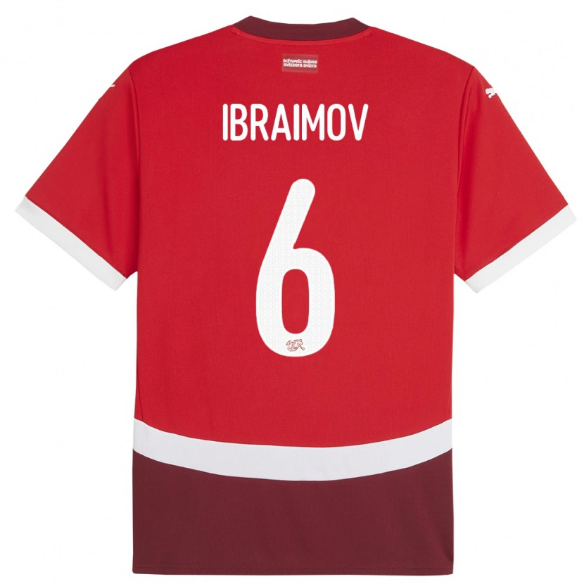 DanxenキッズスイスLeonit Ibraimov#6赤ホームシャツ24-26ジャージーユニフォーム