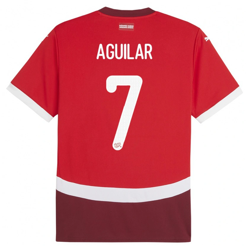 DanxenキッズスイスEnrique Aguilar#7赤ホームシャツ24-26ジャージーユニフォーム