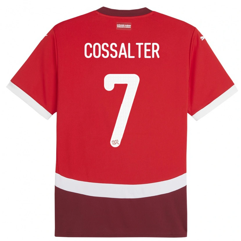 DanxenキッズスイスIvan Cossalter#7赤ホームシャツ24-26ジャージーユニフォーム