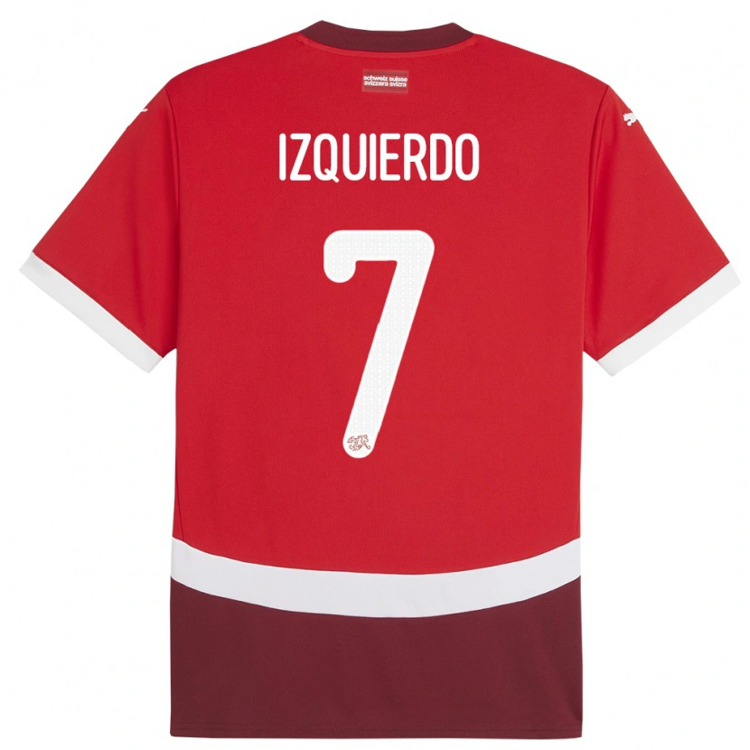 DanxenキッズスイスIvan Izquierdo#7赤ホームシャツ24-26ジャージーユニフォーム