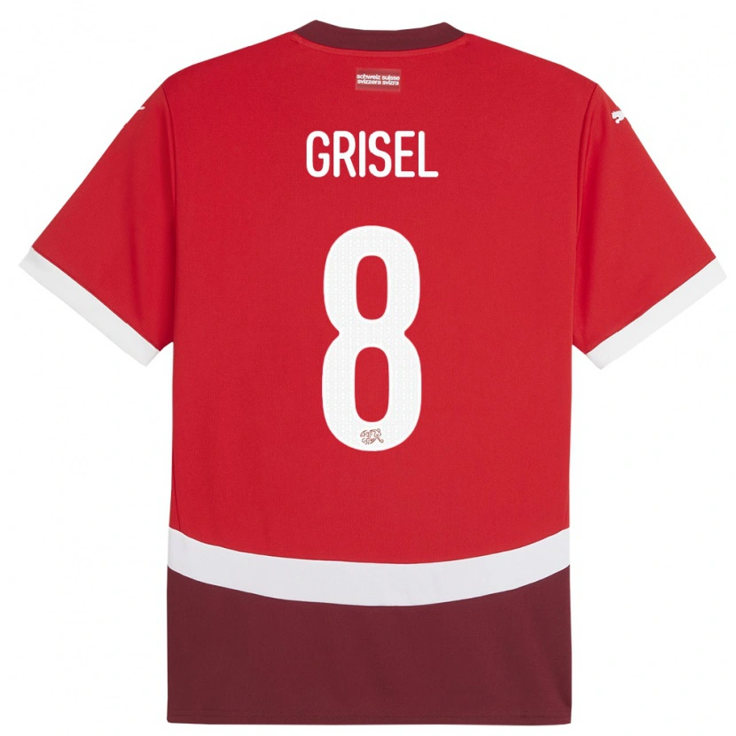 DanxenキッズスイスArno Grisel#8赤ホームシャツ24-26ジャージーユニフォーム