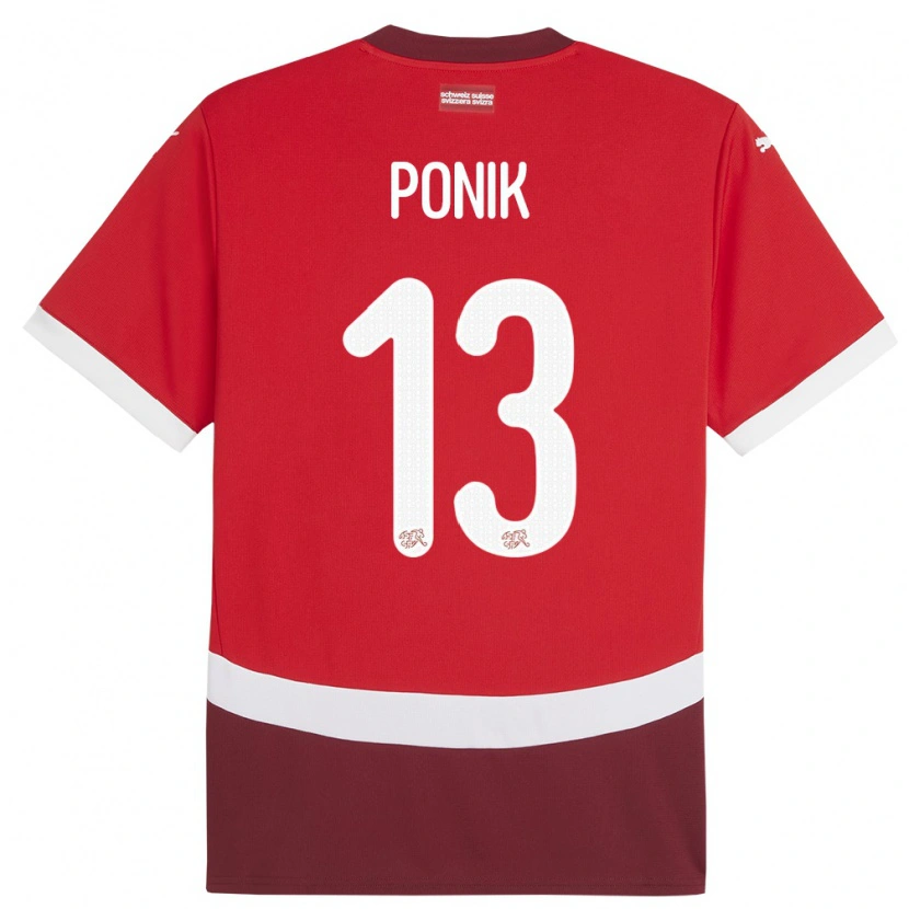DanxenキッズスイスGentian Ponik#13赤ホームシャツ24-26ジャージーユニフォーム